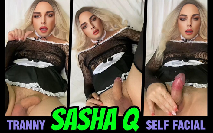 Sasha Q: Транс, sasha q, сама отримує камшот на обличчя