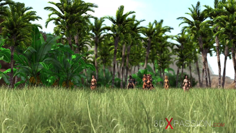 3dxpassion-transgender: Amazonas. Uma loira sexy faz sexo anal com 3d gostosa na...