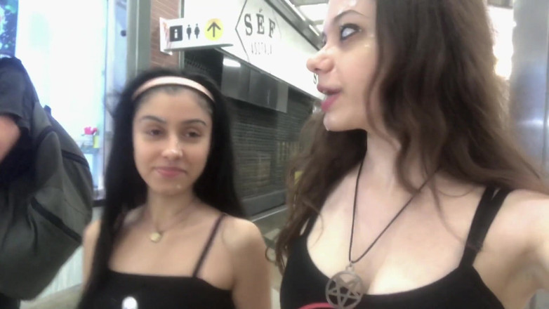 Dolls Cult: Double cum walk at the mall after a huge double...