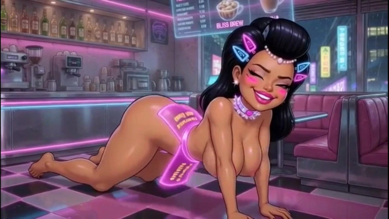 Hot girl dancing: Gadis kartun lucu topless, animasi ai