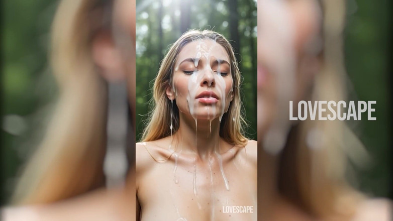 Lovescape: Nena embarazada traga dos pollas en el bosque (ai gen)