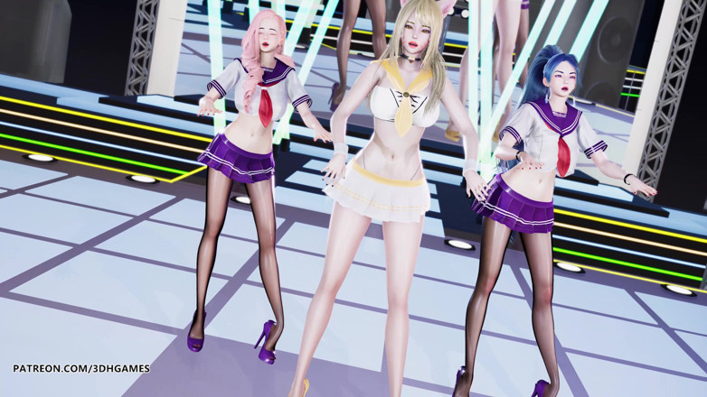 3D-Hentai Games: [mmd] Flickors generation - Genie Ahri Seraphine Kaisa Striptease League of...
