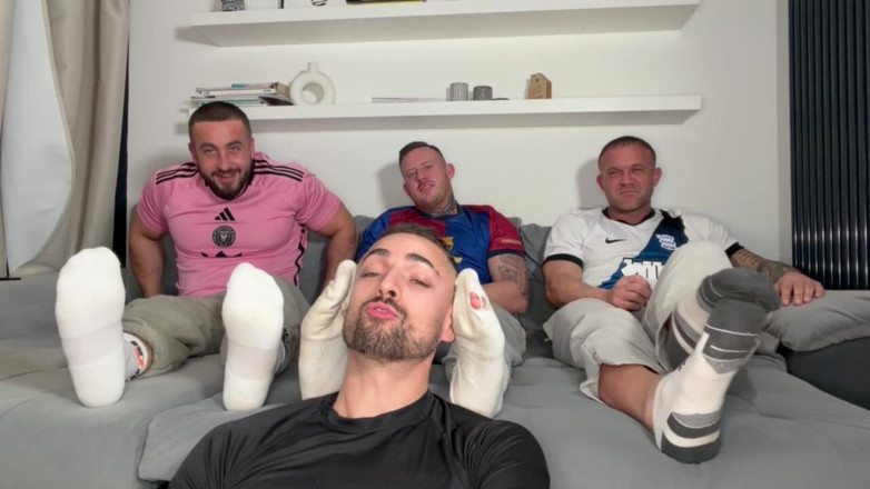 Troy White UK: Foot Worship, Ball &amp; Armpit Sniffing &amp; Ass Worship with 3 Alpha Males