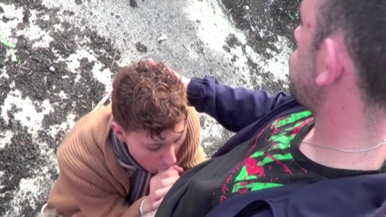 Crunch Boy: Feminate twink fucked by straight boy in exhib place