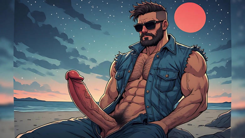 Erotic Man: Члены на пляже (ai)