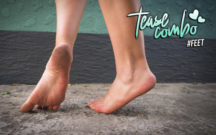 Teasecombo 4K: Barfuß auf beton-schmutzigen sohlen-fetisch gehen