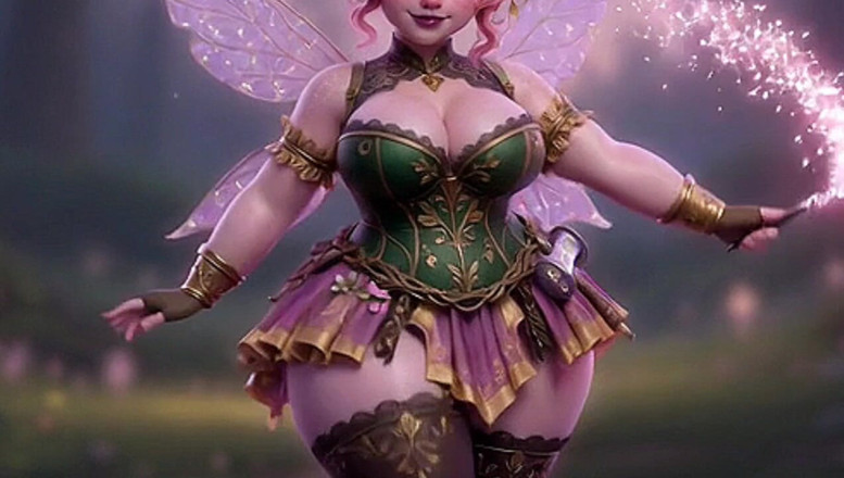 Animate golden: Thicc Pink Fairy Twerking Massiv röv med trollstav