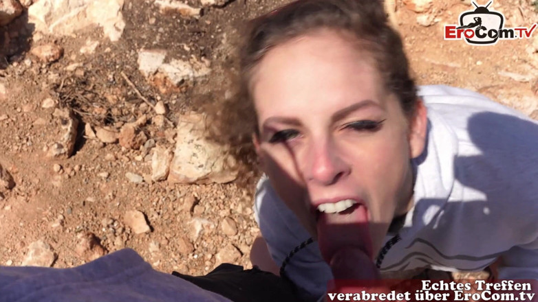 EroCom: Spontaneous outdoor blowjob from a brunette teen slut