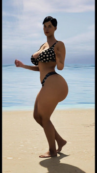 Mrs. Gunther Shaking It at the Beach