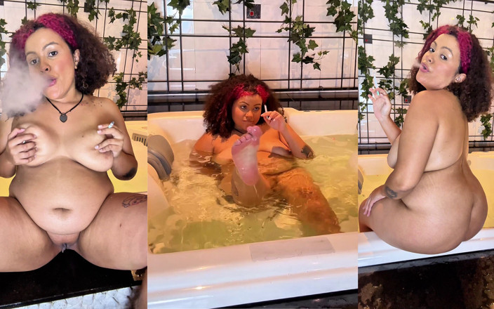 Cutiepiie Chubby: La dea bbw ebano stuzzica e fuma nella vasca da...