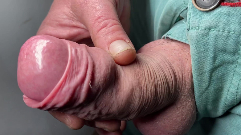 Foreskinguy: Förhud närbild slutar med spermasprut