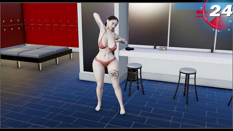 Virtual fantasy studio: Gadis seksi toket besar dan pantat 3D dengan tato warna bugil...
