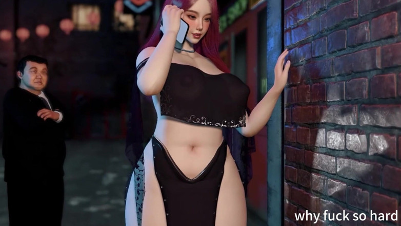 Why fuck so hard: 3D BBW het asiatisk MILF naken hennes stora röv fusk...