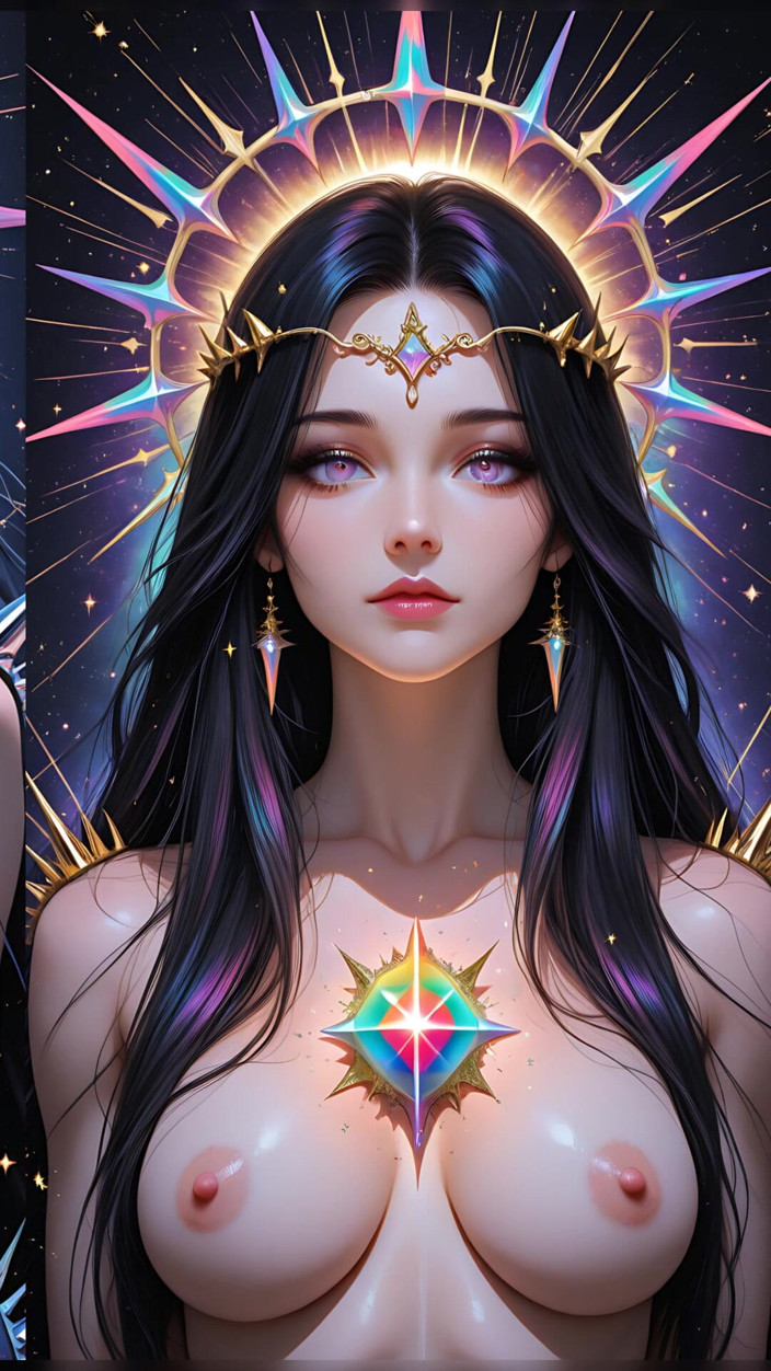 VelvetInk Studio: 彩虹棱镜的影子甲骨文刺宇宙幻想美女ai艺术幻灯片