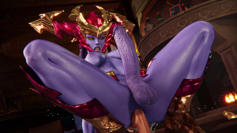 Futa Fantasy 3D: 3D Futanari Shyvana Lol anální dildo šukání a výstřik