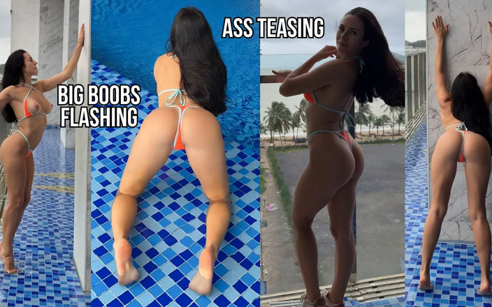 Princess Monica: Tittenfick in einem nassen bikini, während alle starrten