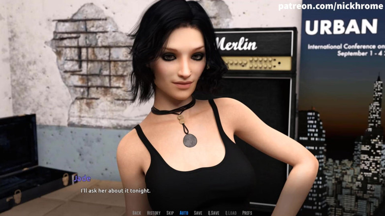Visual Novels: Jadilah bintang rock - bagian 25 - gadis berambut hitam memegang casing gitar