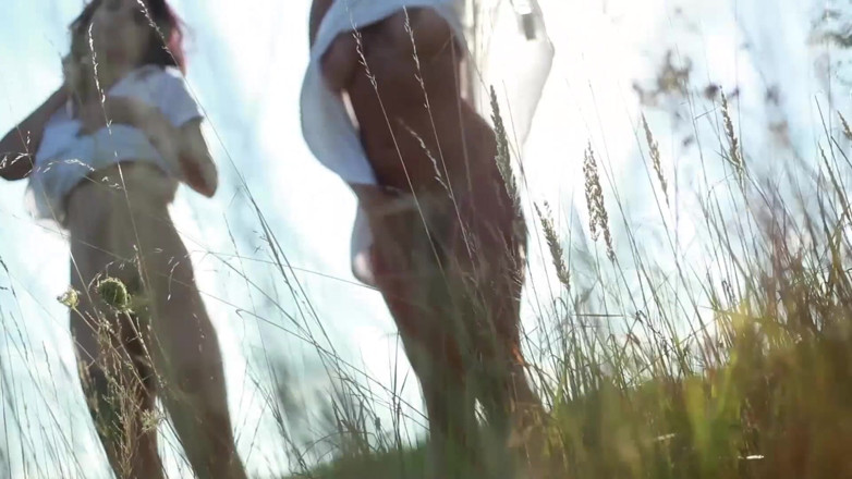 XCZECH: Sharon Cherry - Two girls showing pussies in the sunset