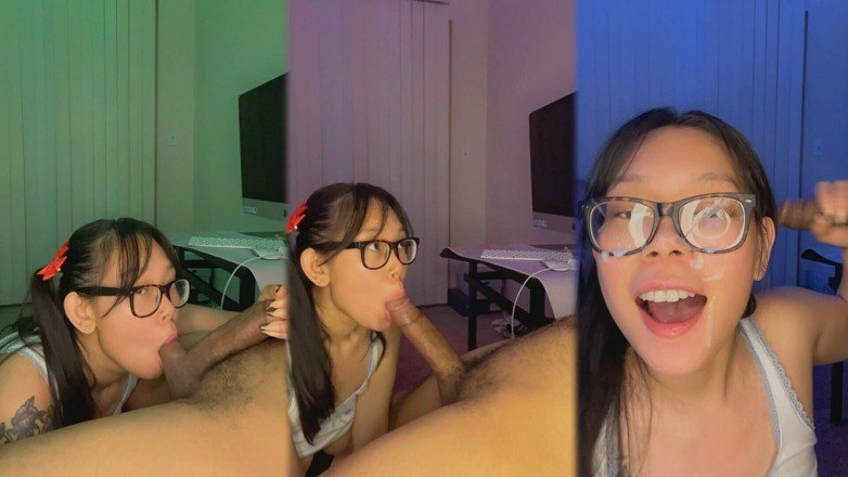 ThiccAsianMimi: Hete Nerdy Aziatische trekt af en pijpbeurt voor extra krediet -...