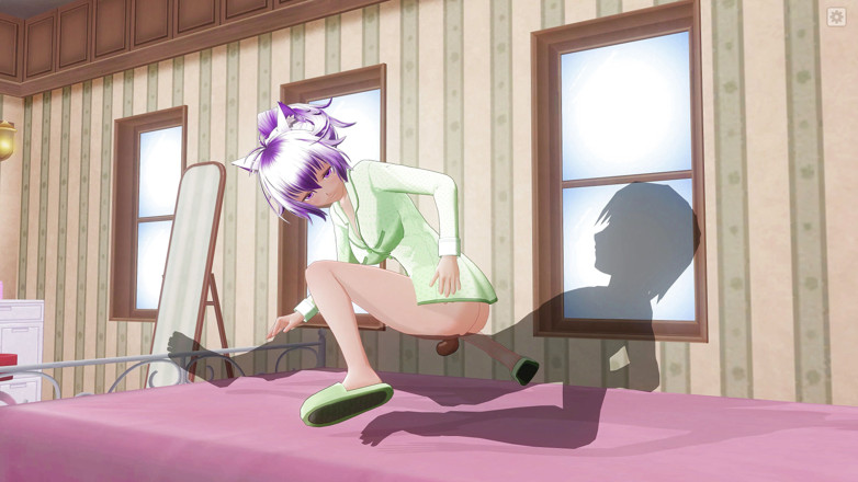 H3DC: HENTAI 3D. Bella fidanzata in pigiama verde cowgirl al contrario