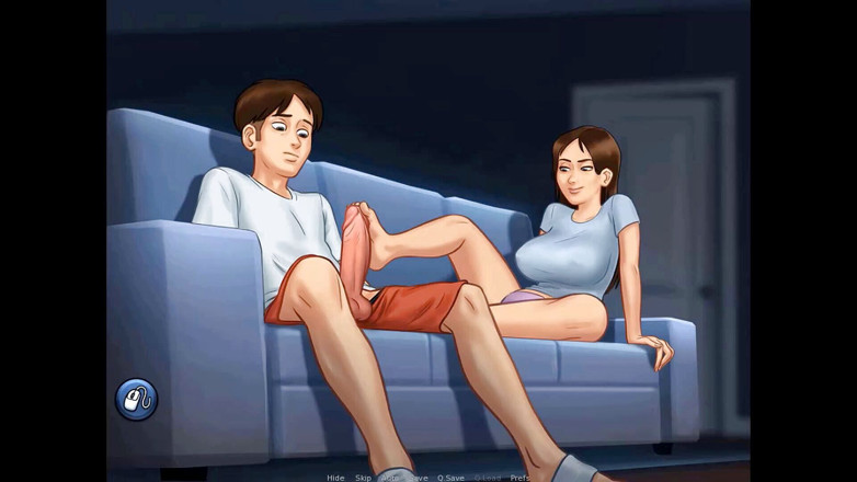 Cartoon Play: Summertime Saga bahagian 70 - adik tiri footjob malam