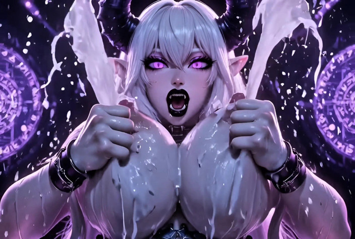 Stories&Anime: Кибер демоness толстушки куклы Dark Palace скачки - огромные сиськи, большая задница, молочный сквирт 3D Cgi 8K