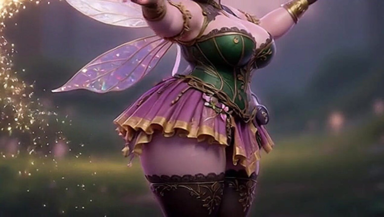 Animate golden: Thicc pink fairy lắc mông khổng lồ với cây đũa thần