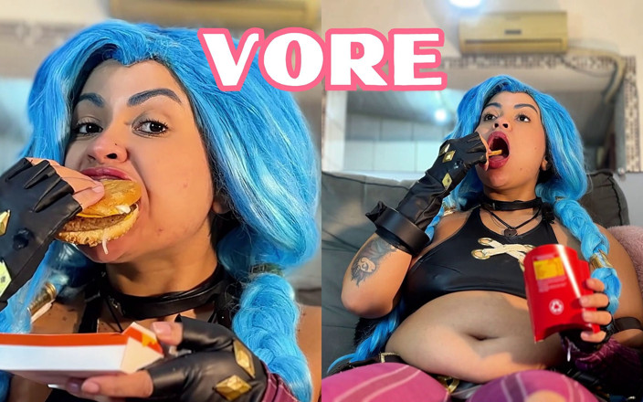 Cutiepiie Chubby: Поедание фетиша Jinx и косплей - звуки живота и отрыжка