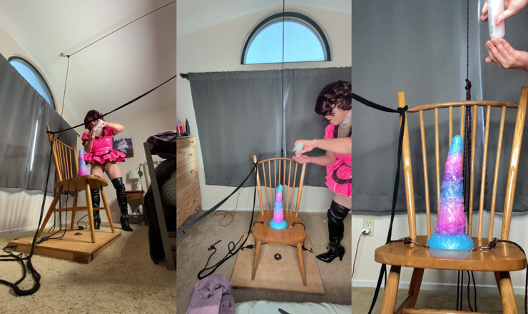 Sissy Candy: Sissy candy in auto bondage con enormi dildo