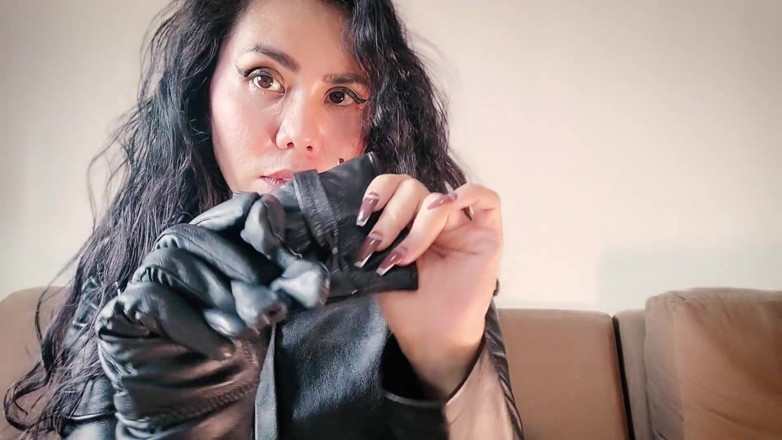DominaFireOfficial: Asmr Leather Gloves &amp; Dress