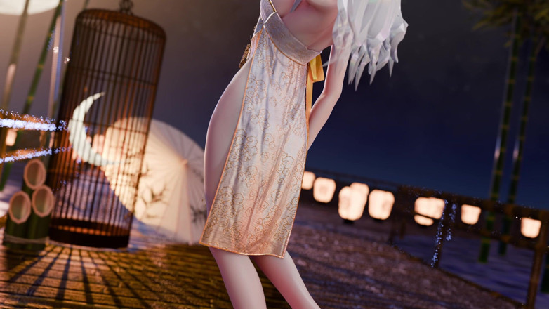 MikuMotion: Erótica Cheongsam de estilo antiguo, coño expuesto