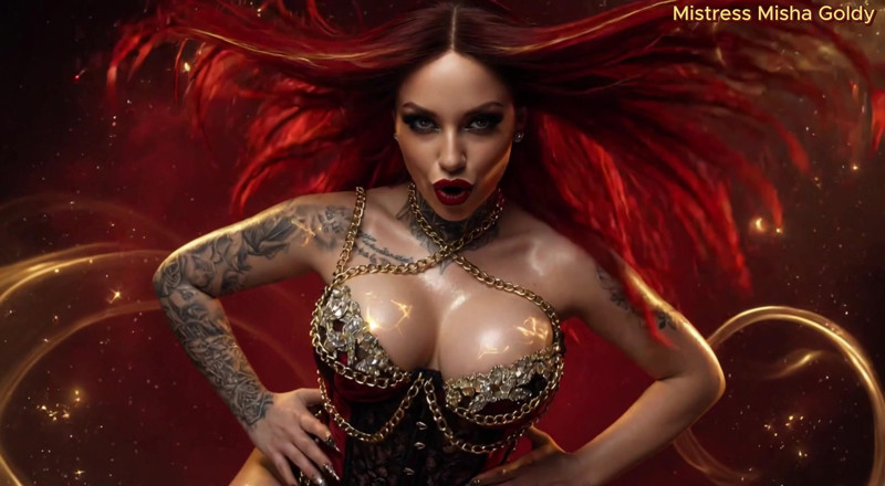 Goddess Misha Goldy: Voel mijn riem aan je trekken