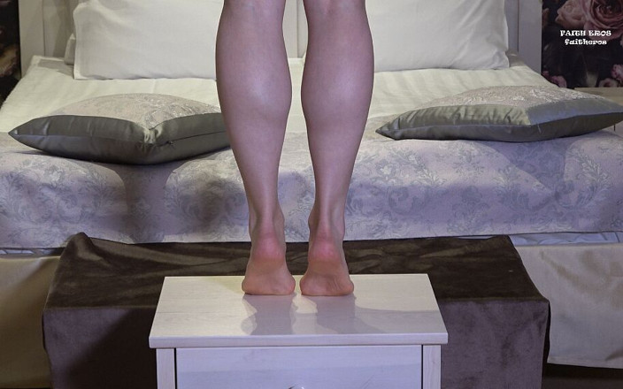 Faith Eros: Calf hebt auf dem Hocker an + Mesurement nach und vor -...