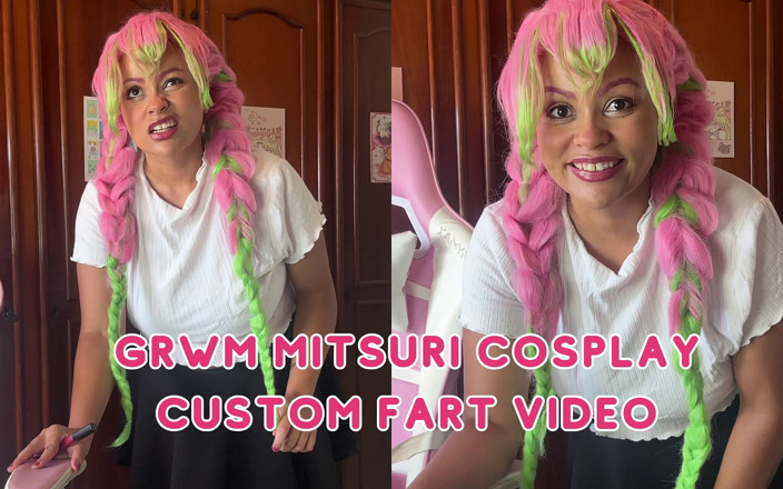 Cutiepiie Chubby: Grwm Mitsuri Cosplay Prep Gassy Girl Peida enquanto faz maquiagem...
