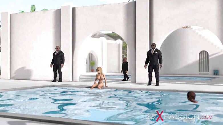 3dxpassion: İki siyah koruma pahalı bir villada sert genç güzel kızları...