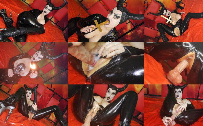 Princess18_: Satanská černá latexová čarodějnice vyvolá Satana