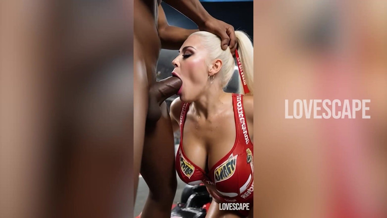 Lovescape: F1 Grid girl succhia e prende sborrata in faccia in...