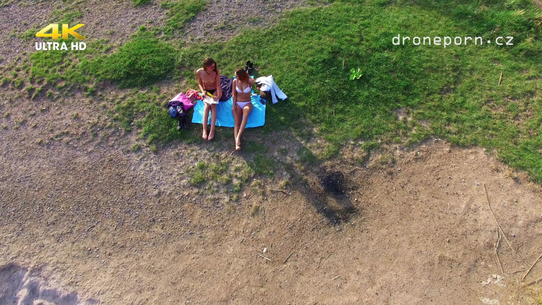 Peaches and Bananas: Teen on the Nudist Beach Filmed by Drone
