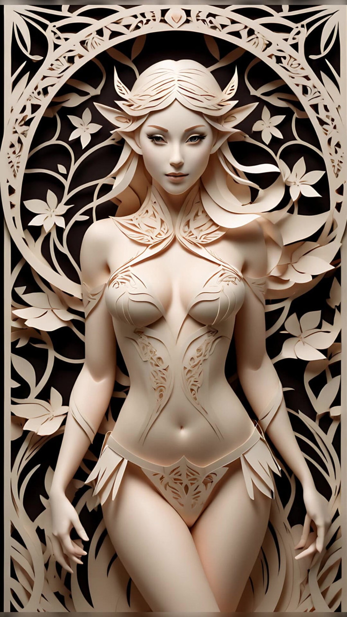 LustRender: Slideshow gadis peri bugil lustrender papercraft - memek &amp; toket elf kirigami...
