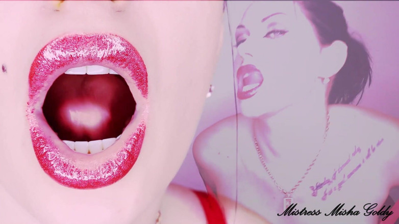 Goddess Misha Goldy: Red shiny fantasy over my mesmerizing lips and my sexy...