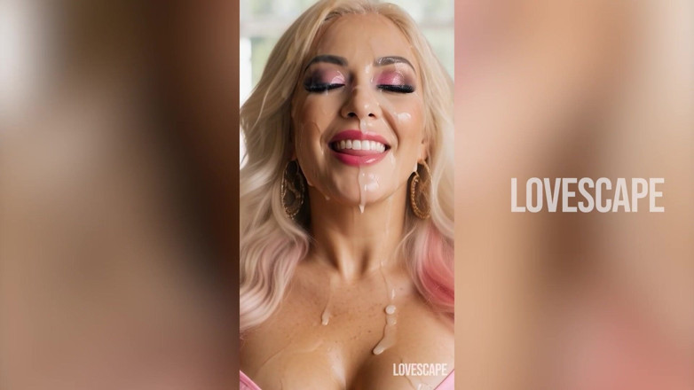 Lovescape: 巨大な胸のブロンドMILFが野性化 - クリーミーな爆発仕上げ(AI生成)