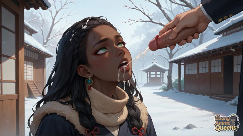 Ebony Anime Queens: Ébano, cachonda, cachonda y desordenada por primera vez en un...