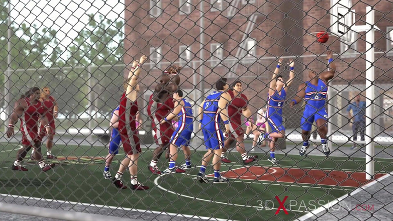 3dxpassion: Jugadores de baloncesto follan duro a una animadora sexy en...