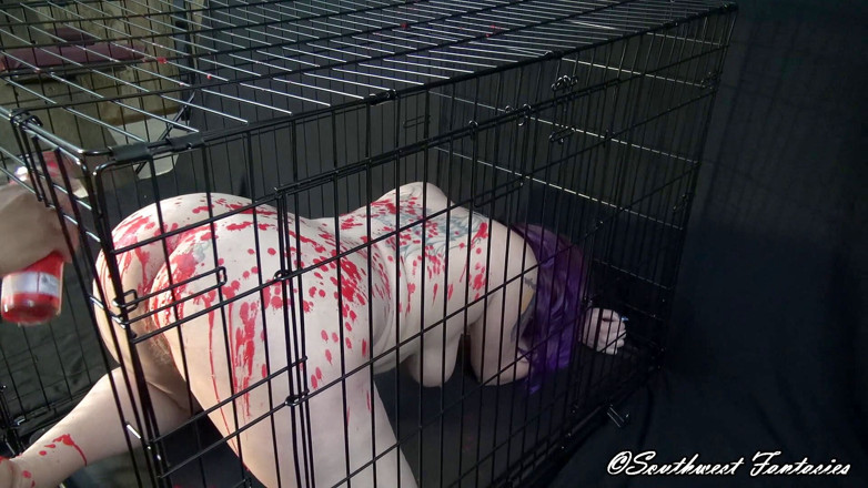 BDSM Kinky Play: Cage candle wax and hitachi