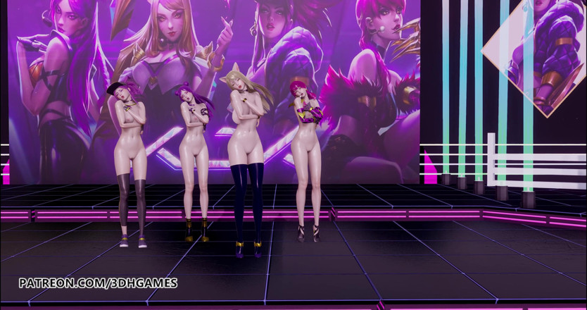 3D-Hentai Games: Hari Perempuan - Tarian Bogel Ahri, Akali, Evelynn, Kaisa 3D tarian bogel...