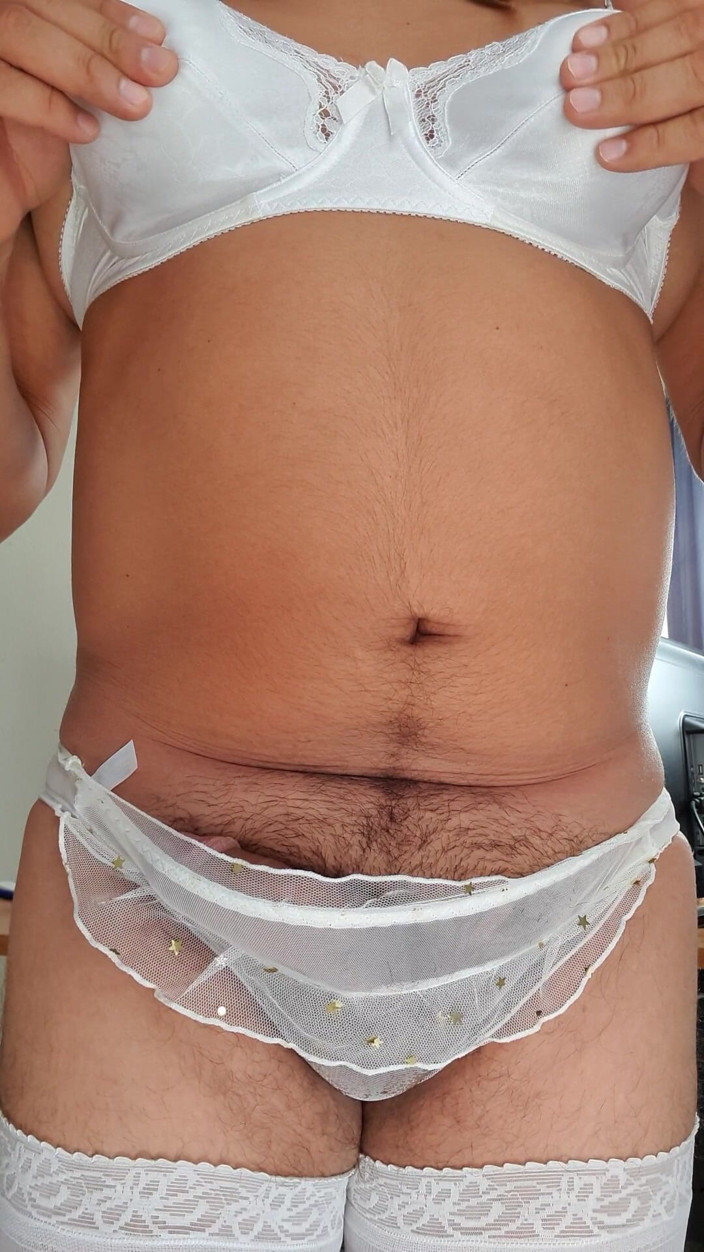 My panties: Sissy White Bride Lingerie Hard Clity