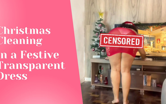 Cutiepiie Chubby: Cewek semok lagi bersih-bersih di hari natal dengan gaun transparan...