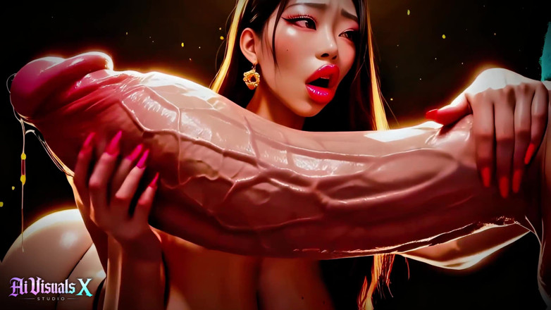 AI Visuals X: アジア系 - 太めの韓国人 - 乳房フェック&amp;フェラチオ 異人種間セックス - アニメーションポルノ