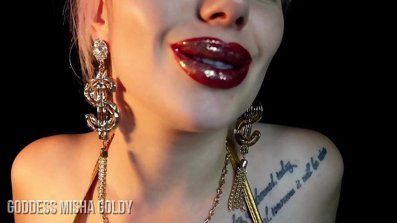 Goddess Misha Goldy: Lippen-suchttraining! Werde total gehirnwäsche! Goon &amp; wichsen 2