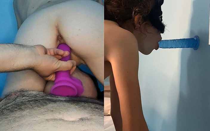 Angel Sky69: Facesitting und 2 Dildos eins im mund und einer in Der...